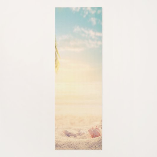 Tropisch strand, Zand, Zeeschelpen, Palm Yogamat (Achterkant)
