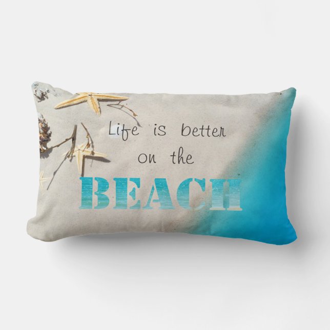Tropisch strand, zand, zeester, schelp kussen (Voorkant)