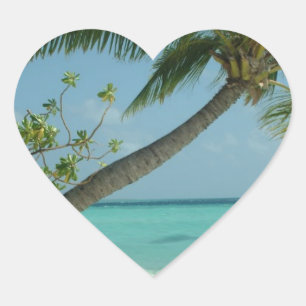 Tropisch Strand Zand Zon Water Oceaan Golven Surf Hart Sticker
