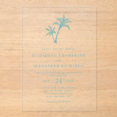 Tropisch strand Zee Glass Blue Weddenschap Acryl Uitnodigingen (Voorkant)