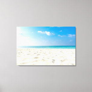 Tropisch strand Zee Sand Sky & Summer Day Canvas Afdruk