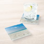 Tropisch strand Zee Sand Sky & Summer Day Glazen Onderzetter (Schuin)