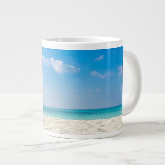 Tropisch strand Zee Sand Sky & Summer Day Grote Koffiekop (Voorkant rechts)