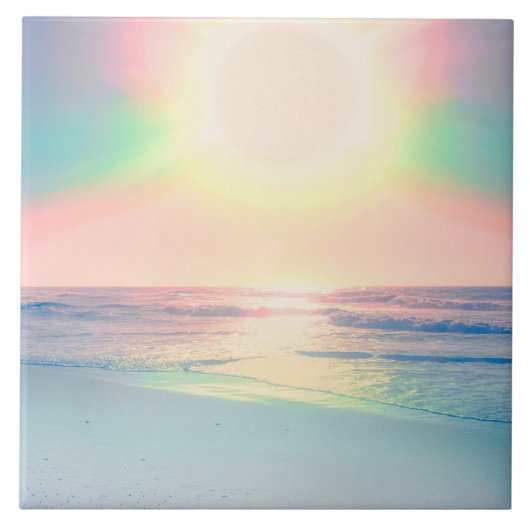 Tropisch strand Zee Sun Colorful Summer Tegeltje (Voorkant)