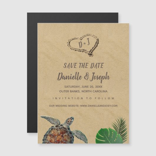 Tropisch strand Zee Turtle Weddenschap Save the Da (Voorkant / Achterkant)