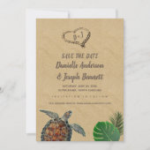 Tropisch strand Zee Turtle Weddenschap Save the Da Date (Voorkant)