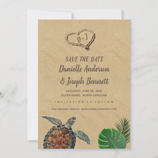 Tropisch strand Zee Turtle Weddenschap Save the Da Date (Voorkant)