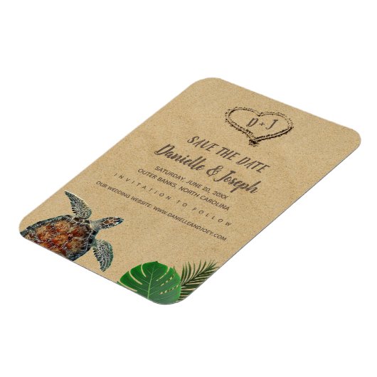 Tropisch strand Zee Turtle Weddenschap Save the Da Magneet (Linkerzijde)