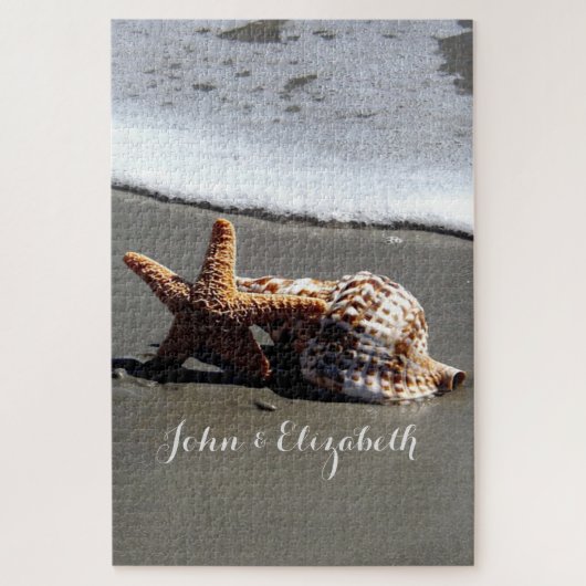 Tropisch strand zee zeeschelpen zeester legpuzzel (Verticaal)