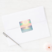 Tropisch Strand Zee Zon Kleurrijke Zomer Vierkante Sticker (Envelop)