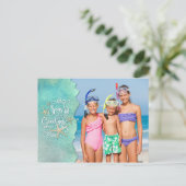 Tropisch strand ZEEEN en groeten Feestdagenkaart (Staand voorkant)