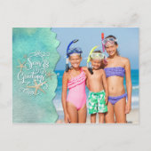 Tropisch strand ZEEEN en groeten Feestdagenkaart (Voorkant)