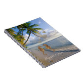 Tropisch strand, zeepaardje in liefdesgepersonalis notitieboek (Rechterzijde)