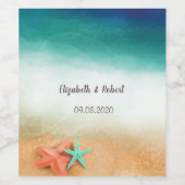 Tropisch strand zeervis wijn etiket (Enkel label)