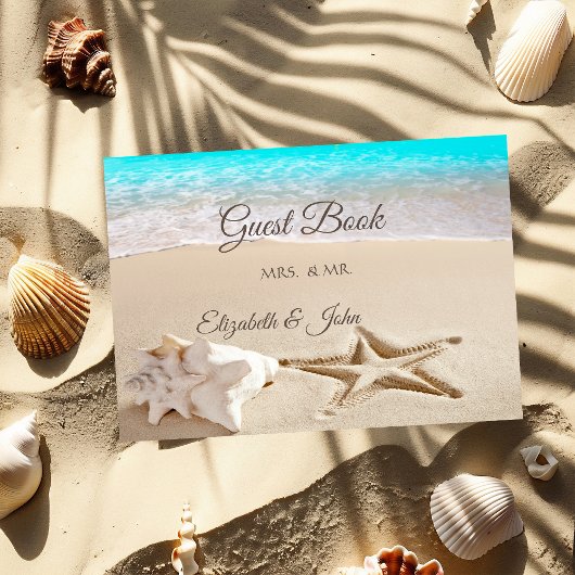 Tropisch Strand, Zeester, Schelp Bruiloft Gastenboek