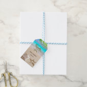 Tropisch strand, zeester, schelp dank je wel cadeaulabel (Met Touw)