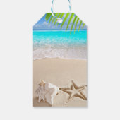 Tropisch strand, zeester, schelp dank je wel cadeaulabel (Achterkant)