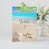Tropisch strand, zeester, schelp tafelkaart kaart (Staand voorkant)