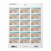 Tropisch Strand, Zeester, Schelp Trouwlabel Etiket (Full Sheet)