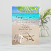 Tropisch Strand, Zeester, Schelp Verloving Kaart (Staand voorkant)