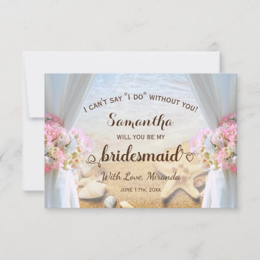 Tropisch strand zeesterren bruiloft bruidsmeisje kaart (Voorkant)