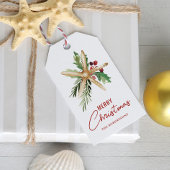 Tropisch strand Zeesterren Vrolijk kerstfeest Cadeaulabel