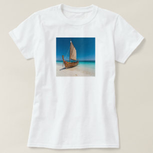 Tropisch strand zeilboot T-shirt Kust Oceaan
