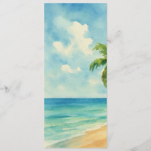 Tropisch strand zomer aan zee bruiloft eten menu (Achterkant)