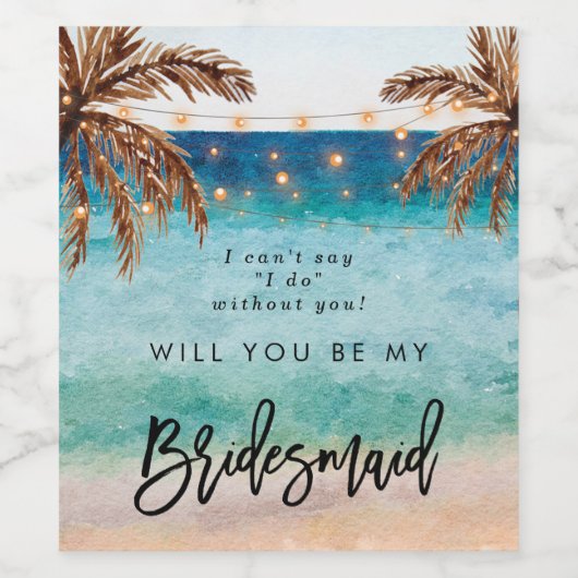 Tropisch strand zomer bruids voorstel fles wijn etiket (Enkel label)