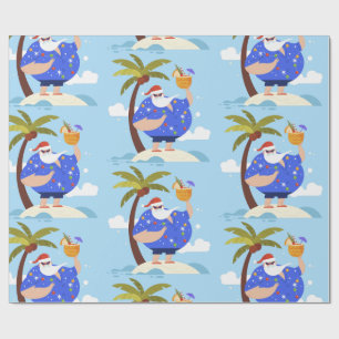 Tropisch strand Zomer Kerstvakantie Santa Cadeaupapier