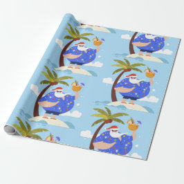 Tropisch strand Zomer Kerstvakantie Santa Cadeaupapier