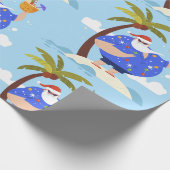 Tropisch strand Zomer Kerstvakantie Santa Cadeaupapier (Hoek)