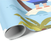 Tropisch strand Zomer Kerstvakantie Santa Cadeaupapier (Rol Hoek)