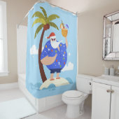 Tropisch strand Zomer Kerstvakantie Santa Douchegordijn (In situ)