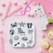 Tropisch strand Zomer Krab Popsicle Seashell Ball Papieren Bordje (Feest)