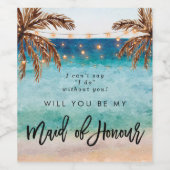 Tropisch strand zomer meid van eer voorstel wijn etiket (Enkel label)