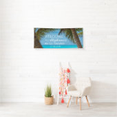 Tropisch strand zomer palmboom bruidsdouche spandoek (Insitu)