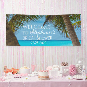 Tropisch strand zomer palmboom bruidsdouche spandoek