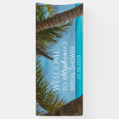 Tropisch strand zomer palmboom bruidsdouche spandoek (Verticaal)