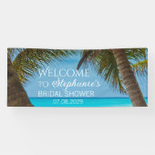 Tropisch strand zomer palmboom bruidsdouche spandoek (Horizontaal)
