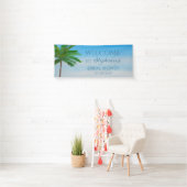 Tropisch strand zomer palmboom bruidsdouche spandoek (Insitu)