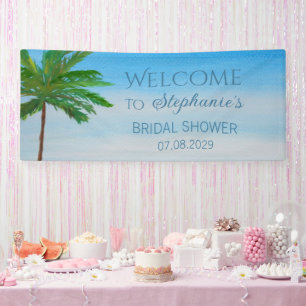 Tropisch strand zomer palmboom bruidsdouche spandoek