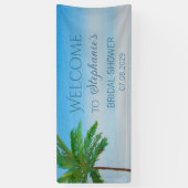 Tropisch strand zomer palmboom bruidsdouche spandoek (Verticaal)