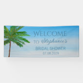 Tropisch strand zomer palmboom bruidsdouche spandoek (Horizontaal)