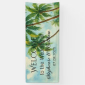 Tropisch strand zomer Waterverf bruiloft Spandoek (Verticaal)