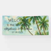 Tropisch strand zomer Waterverf bruiloft Spandoek (Horizontaal)