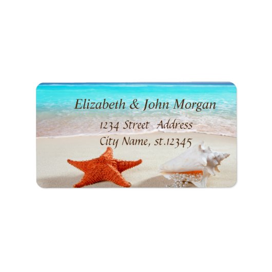 Tropisch Strand,Zomer,Zand,Zee,Schelp Etiket (Voorkant)