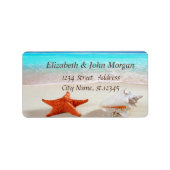 Tropisch strand, zomer, zand, Zee, zeeschelpen Etiket (Voorkant)