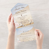 Tropisch strand Zomer Zomdag Weddenschap All In One Uitnodiging (Afscheurbaar)