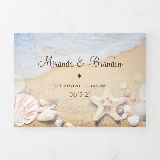 Tropisch strand Zomer Zomdag Weddenschap Drieluik Uitnodiging (Cover)